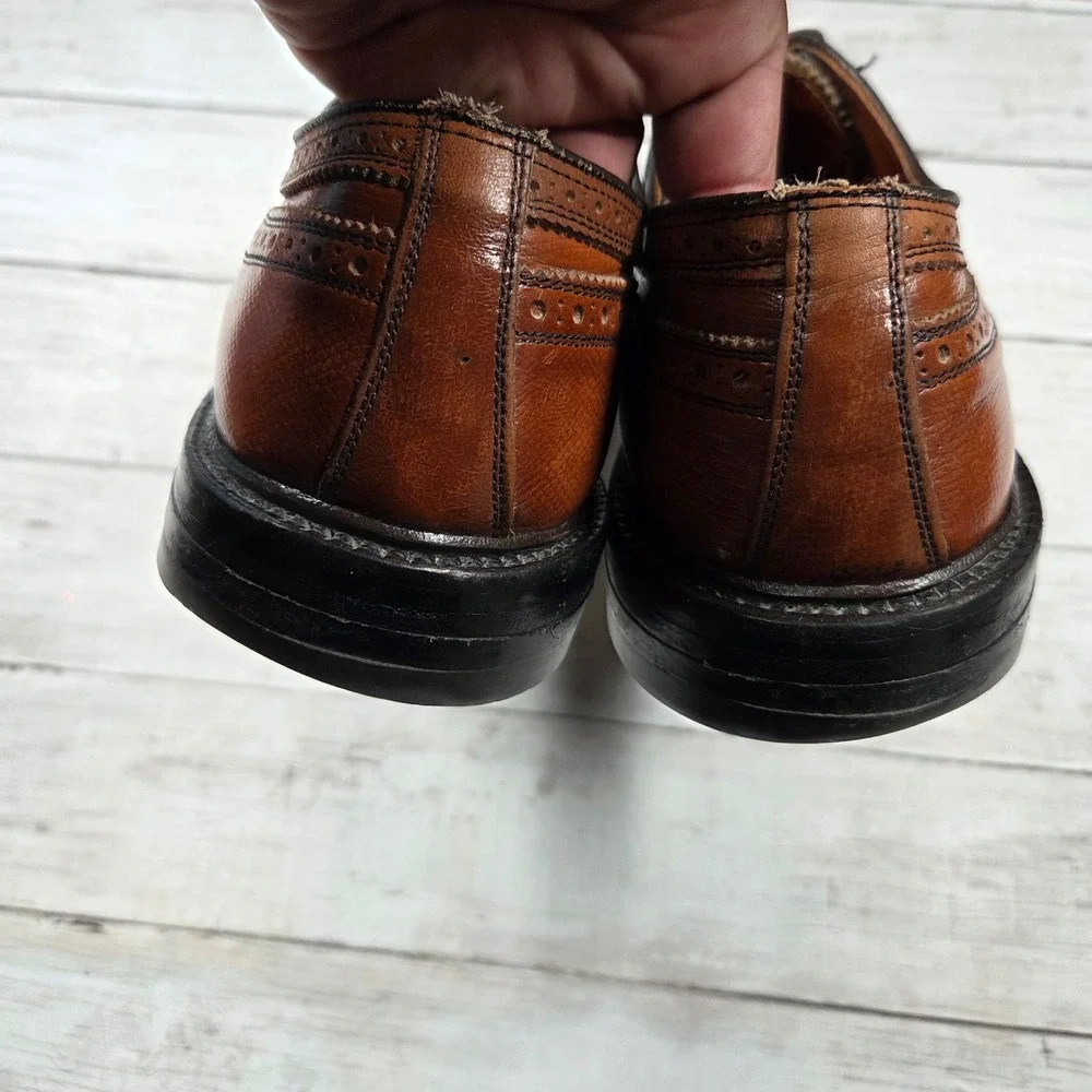 Bob Smart Dress Shoes Mens 11B Brown Longwing Wingtip Leather Oxford Vintage USA